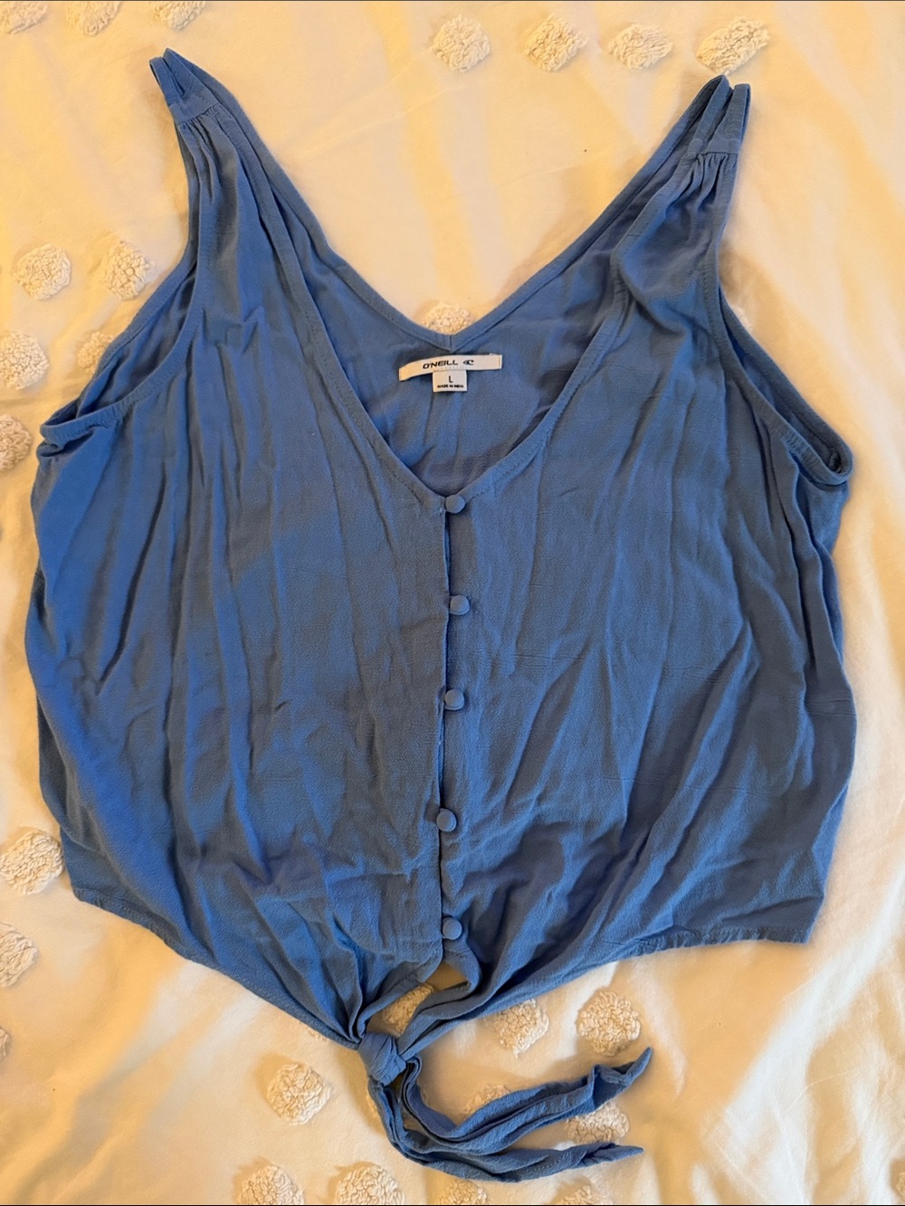 O'Neill Dusty Blue Button-Front Tie Hem Camisole